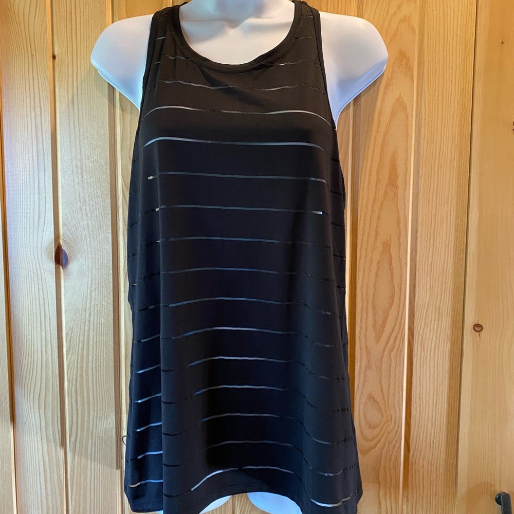 Athleta Black Striped Tank Top